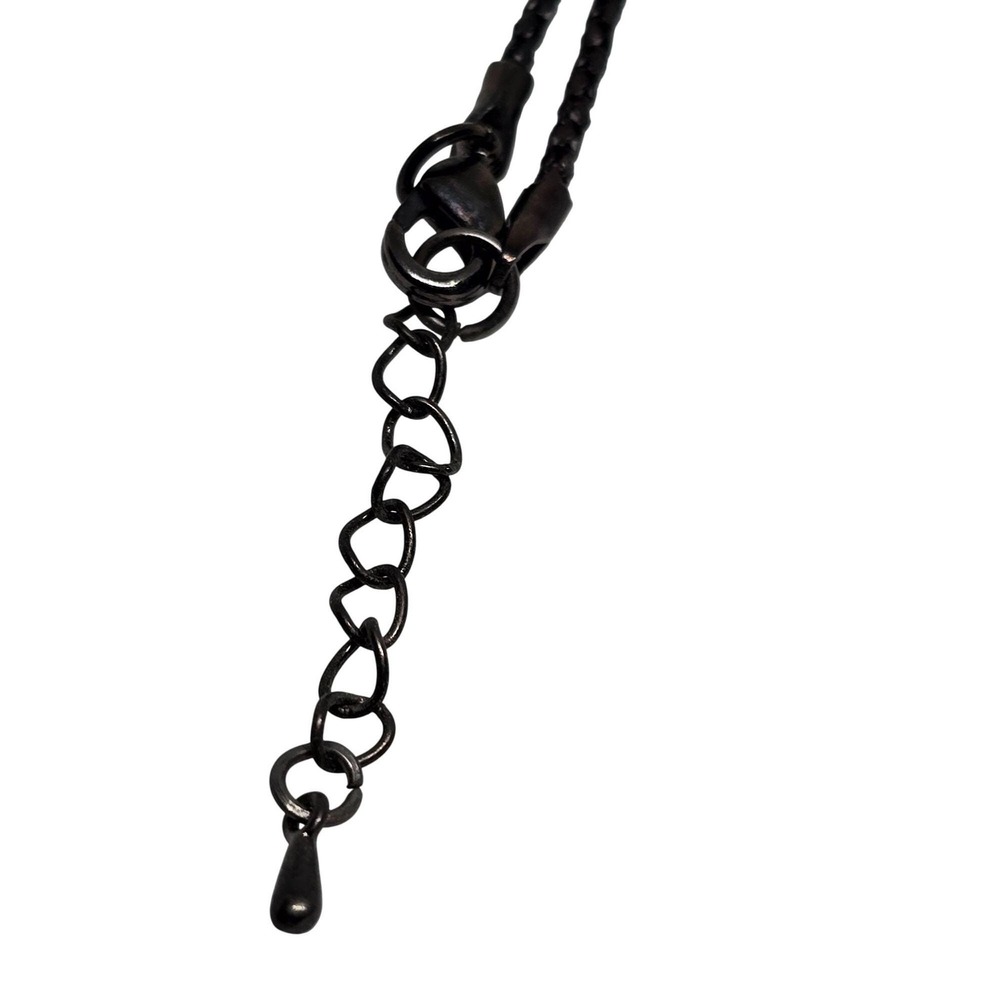 Vintage Red Rhinestone Pendant Necklace Black Tone Chain Statement Gothic Y2K 90 - Picture 7 of 9